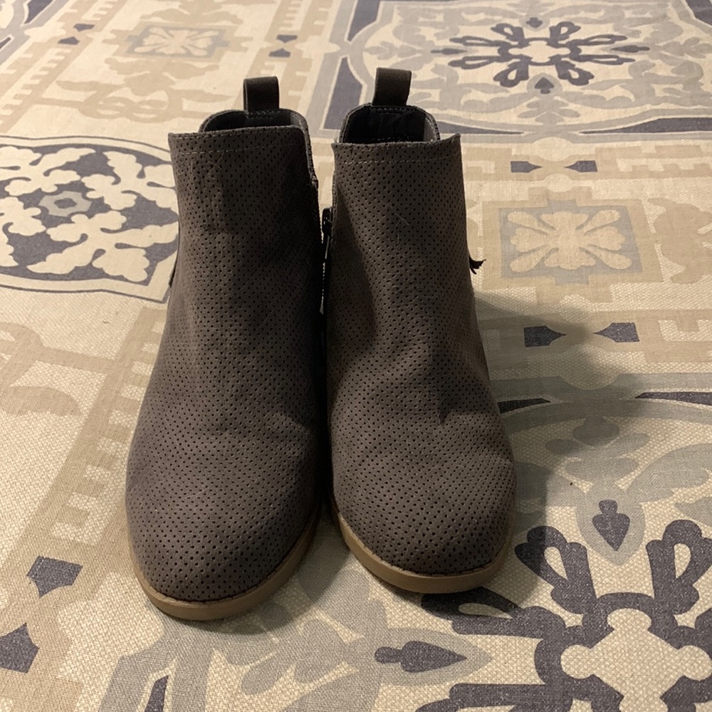 Charcoal booties.